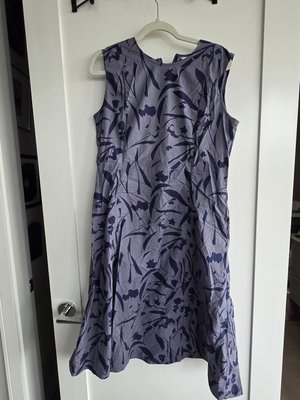 Marimekko Lavender and Navy Floral Sleeveless Dress